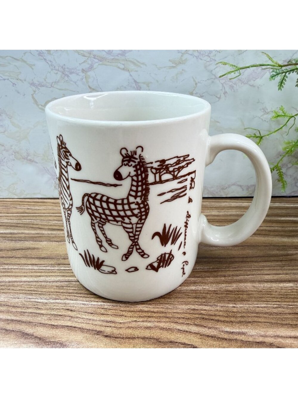 Vintage Papel Viva La Difference Zebra Coffee Mug Whimsical Japan Retro 70s 80s